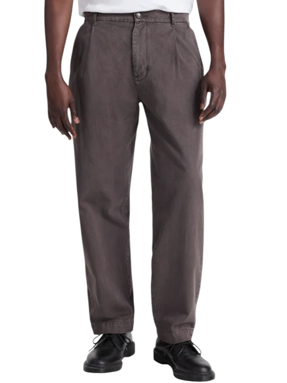 MADEWELL Pleated Twill Trousers in Soft Charcoal Gray Cotton Size 33‎